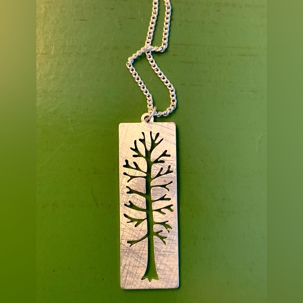 Silver Tree Charm Pendant Necklace Adjustable Chain 17-21” - Picture 2 of 5